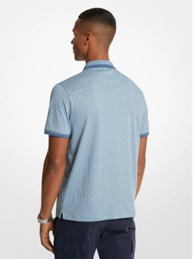 Michael Kors Greenwich Logo Print Cotton Jersey Polo Shirt