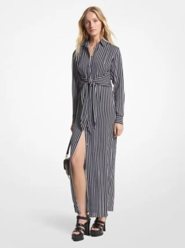 Michael Kors Striped Georgette Tie-Front Shirtdress | Square One