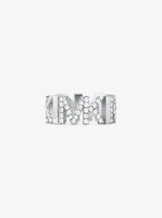Michael Kors Platinum-Plated Brass Pavé Logo Chain Ring