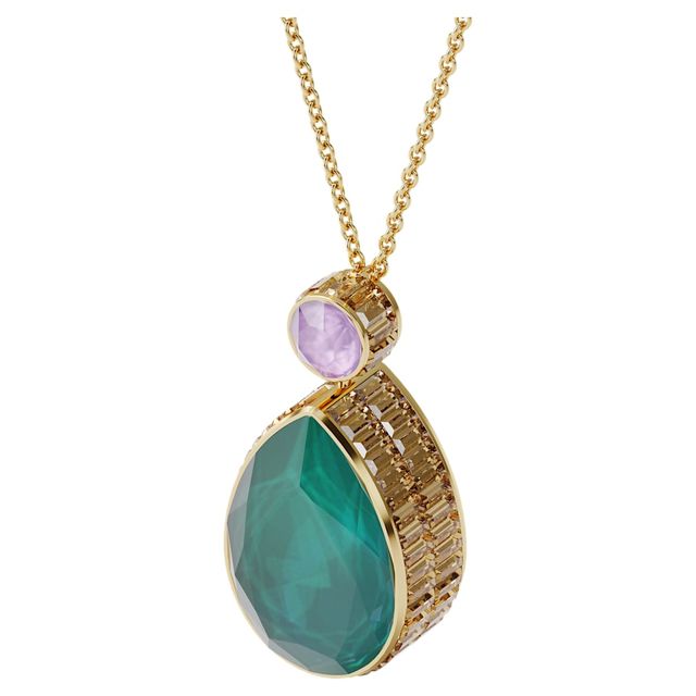 Orbita necklace, Drop cut crystal , Multicoloured, Gold-tone plated