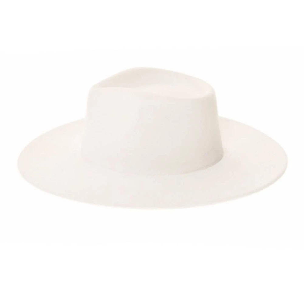 Vegan Suede Wide Brim Rancher Hat: Ivory