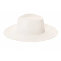 Vegan Suede Wide Brim Rancher Hat: Ivory