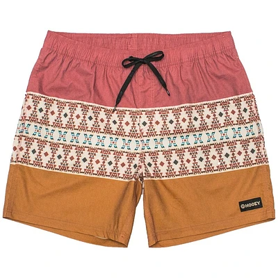 The Big Wake Hooey Shorts Red / Orange Pattern Volley Board Waistband and 6.5 Inseam