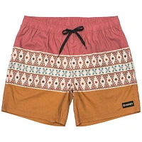 The Big Wake Hooey Shorts Red / Orange Pattern Volley Board Waistband and 6.5 Inseam