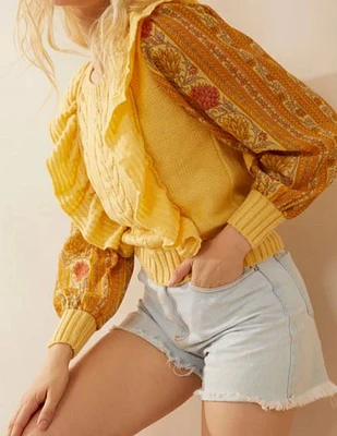 Sunrise Yellow Ruffled Sweater