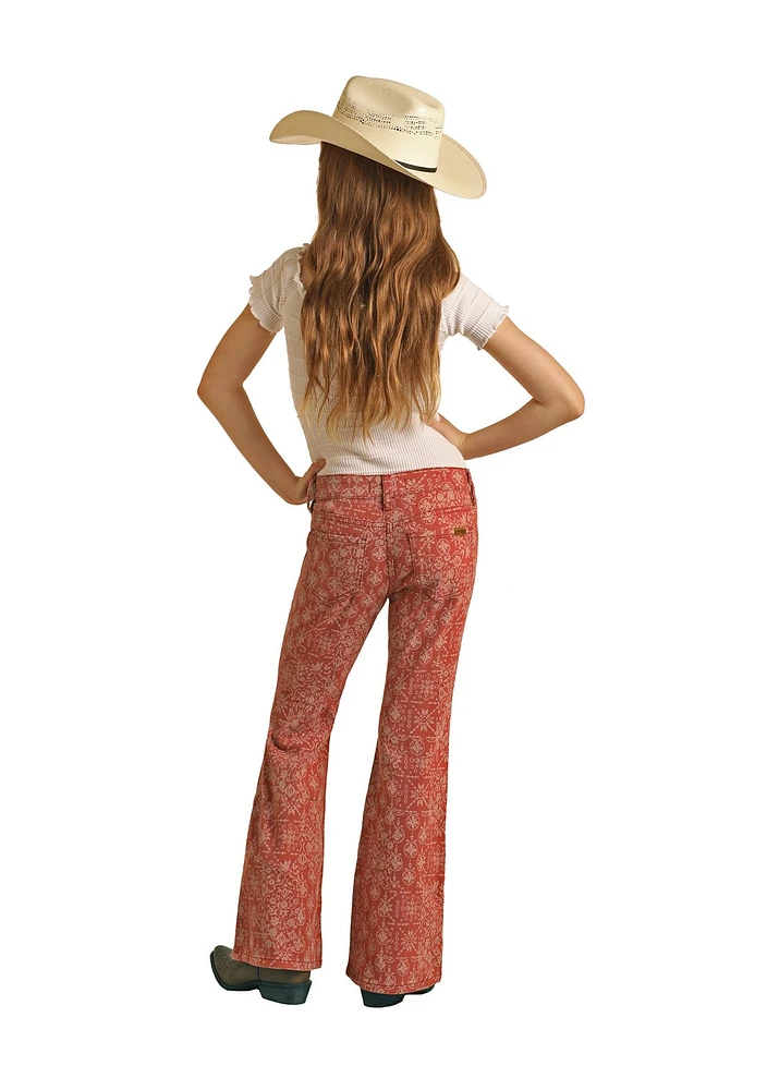 Red Bandana Flare Jeans