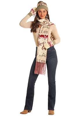 Scarf Set - Cream/Pink