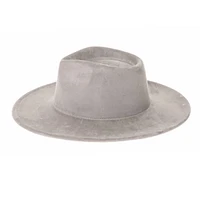 Vegan Suede Wide Brim Rancher Hat: Ivory