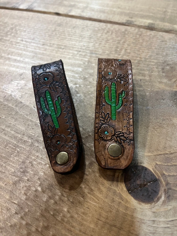 Cactus Tooled Keychain