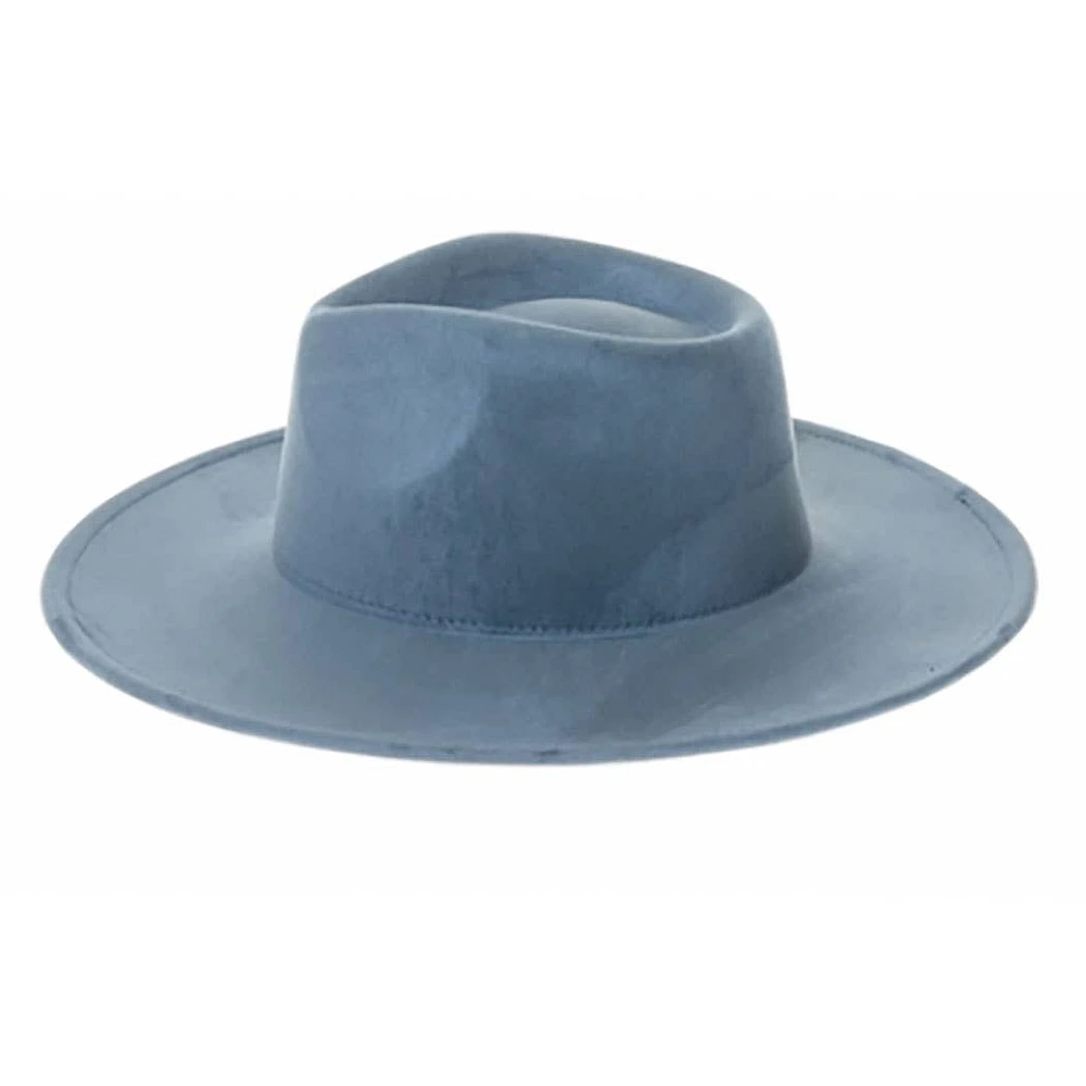 Vegan Suede Wide Brim Rancher Hat: Ivory