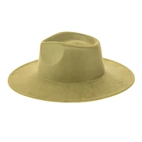 Vegan Suede Wide Brim Rancher Hat: Ivory