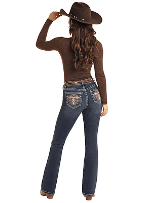 Steer Head Emb Mid Rise - Medium Wash Bootcut