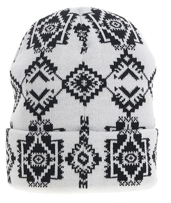 Beanie - White/Black Aztec