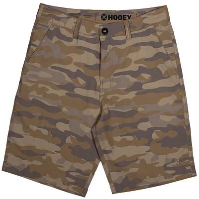 The Hybrid Hooey Shorts Tan / Brown Camo 4 Way Stretch Board Waistband and 9 Inseam
