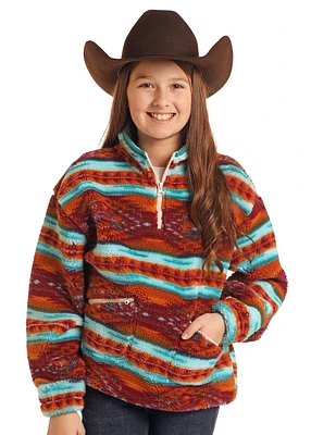 Aztec Print Sherpa 1/4 Zip - Youth