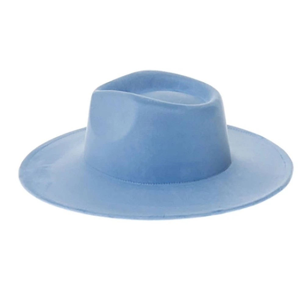 Vegan Suede Wide Brim Rancher Hat: Ivory