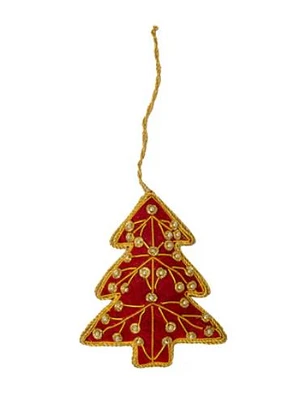 Jeweled Tree Ornament - Red