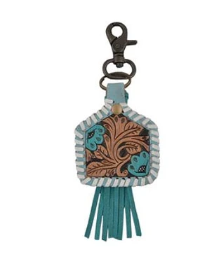 Blue Lotus Leather Keychain