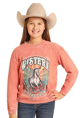 Girls Graphic Pullover (Coral)