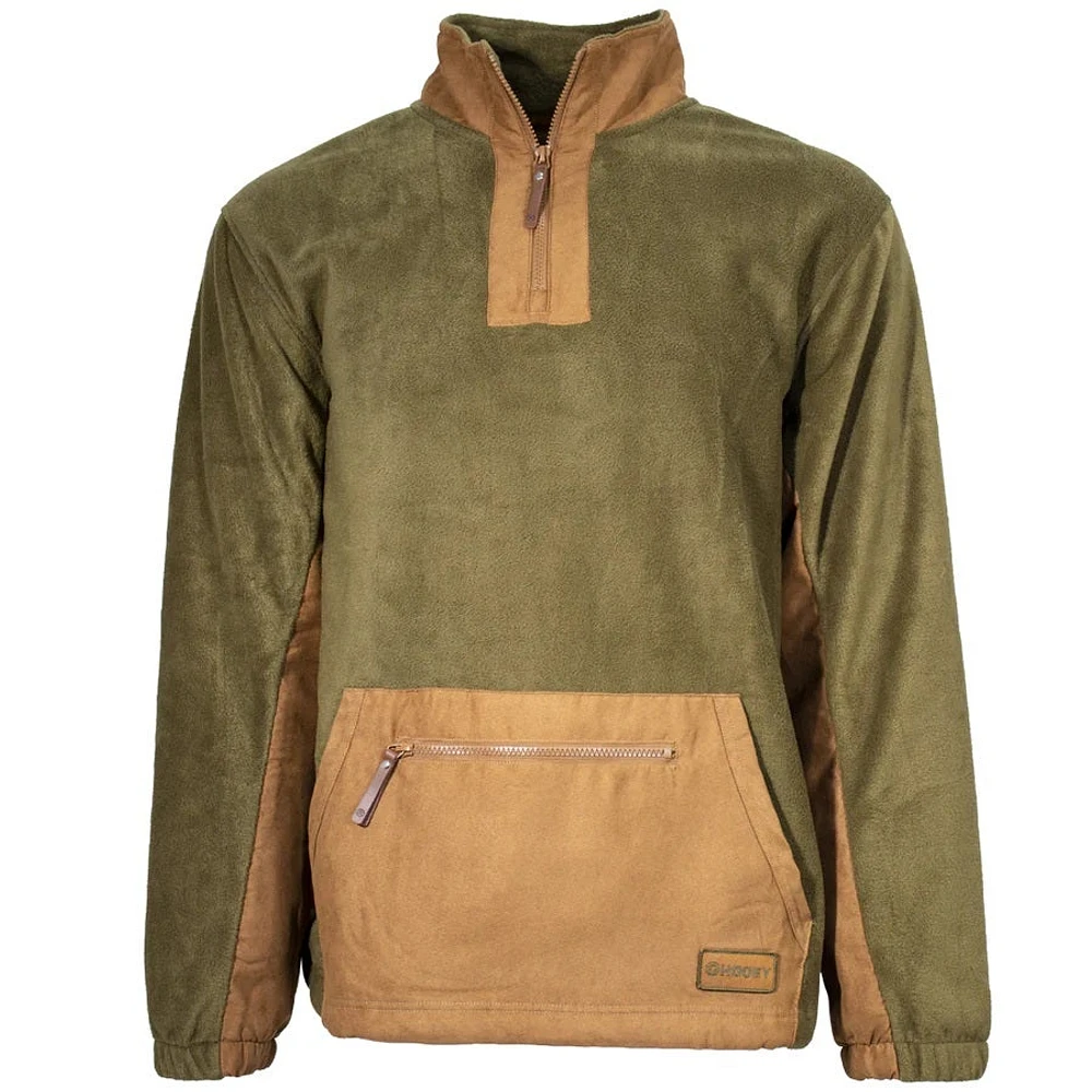 Fleece Pullover - Olive/Brown