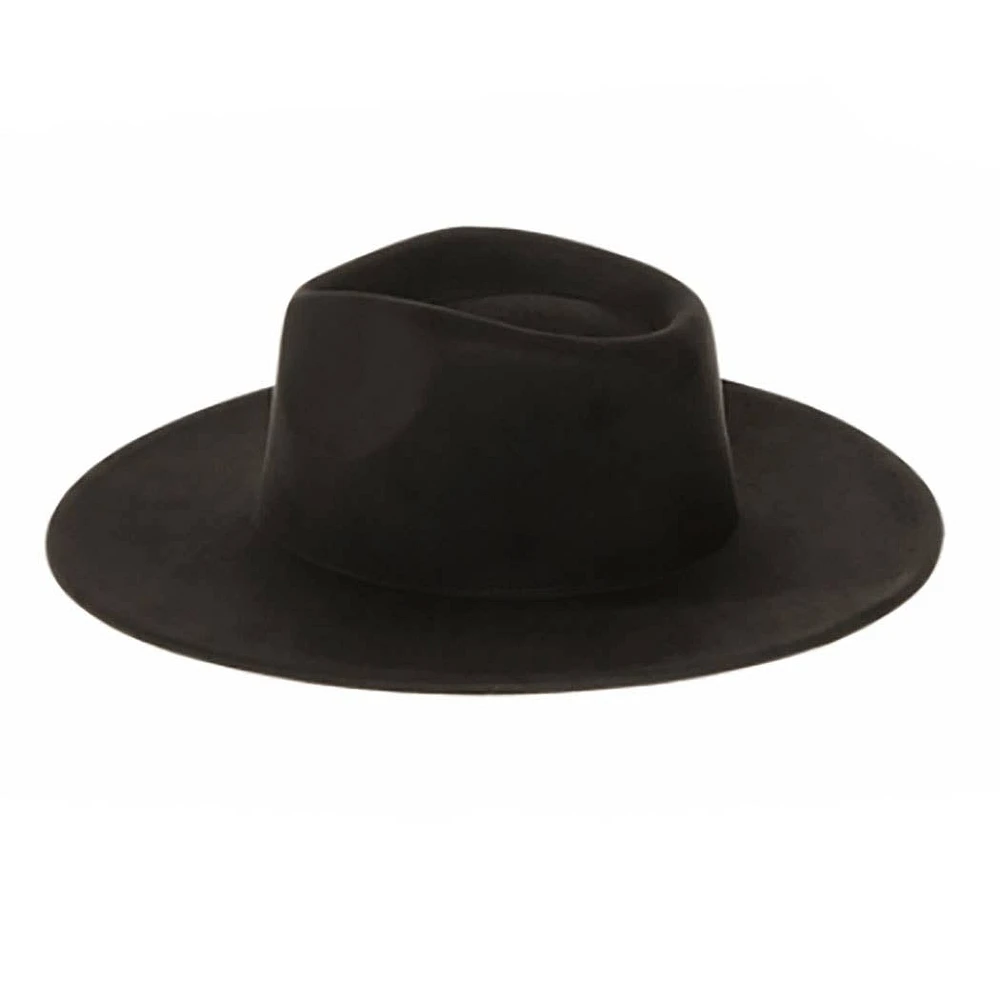 Vegan Suede Wide Brim Rancher Hat: Ivory