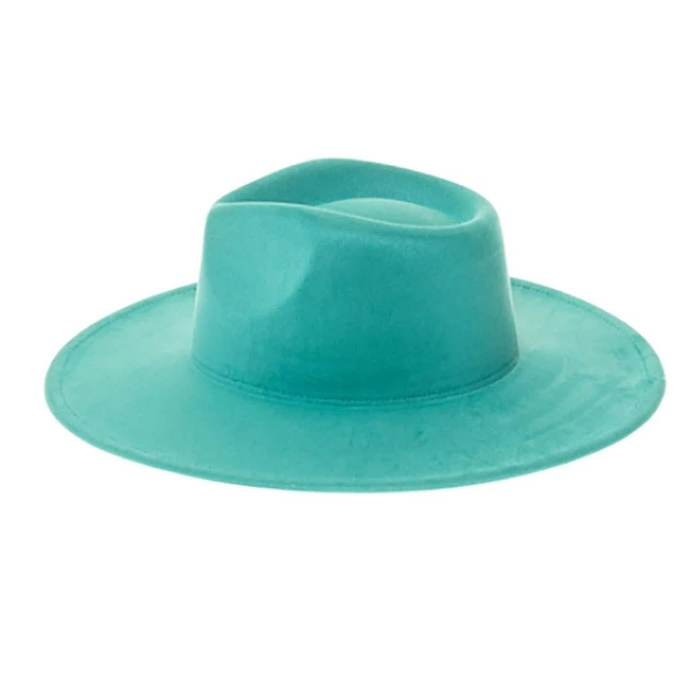 Vegan Suede Wide Brim Rancher Hat: Ivory