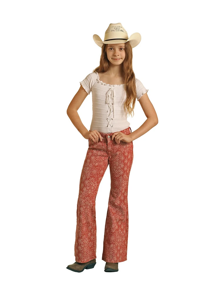 Red Bandana Flare Jeans