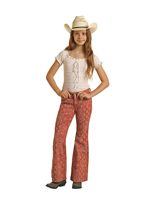 Red Bandana Flare Jeans