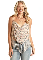 Floral Tank with Tassels