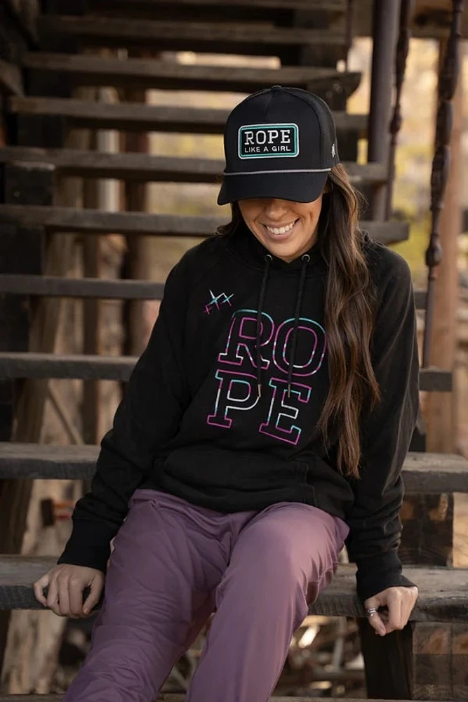 Rope Like A Girl - Black with Multicolor Logo Hoodie