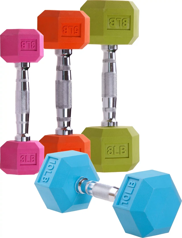 Rubber Coated Hex Cap Color Coated Dumbbells Set Dumbbell Rack CAP