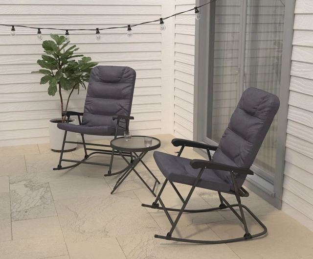 Swivel Mosaic Outdoor Rocking Chair Mosaic 3-Piece Rocker Set At