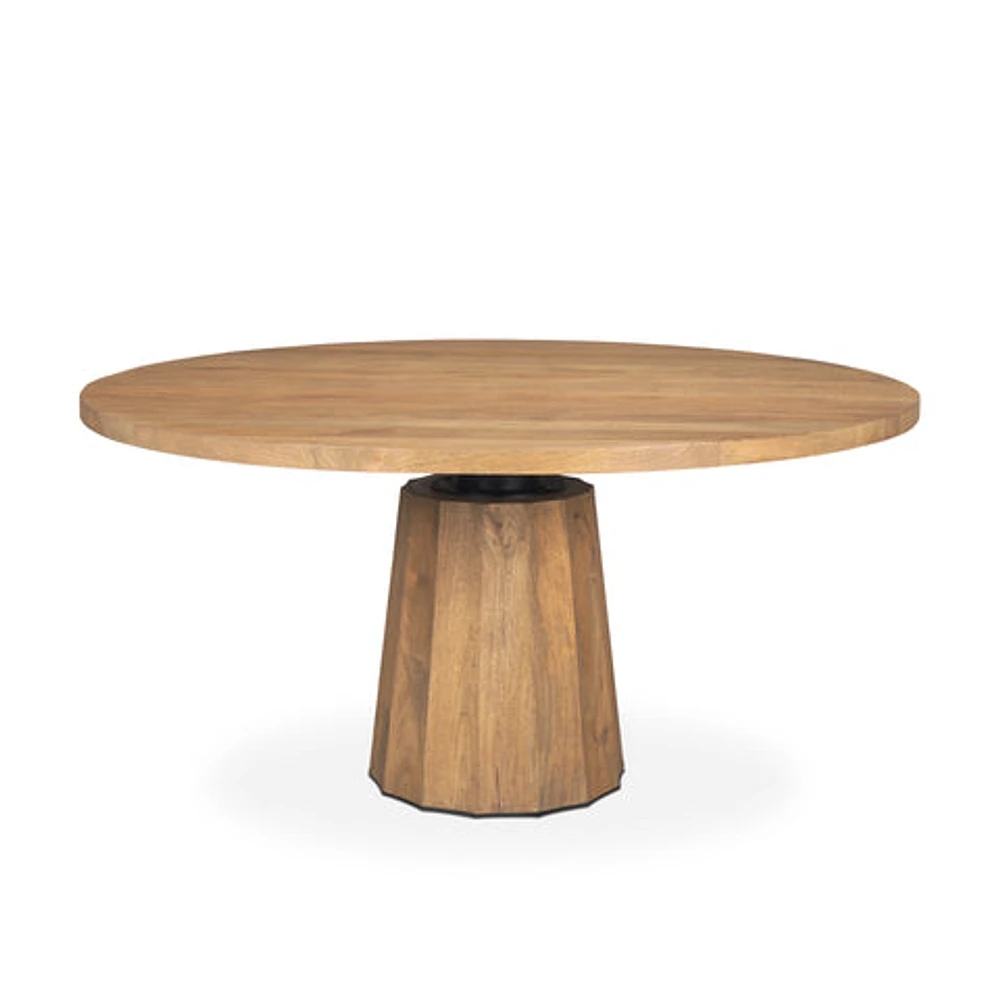 Swanson 60" Light Brown Wood Round Pedestal Dining Table