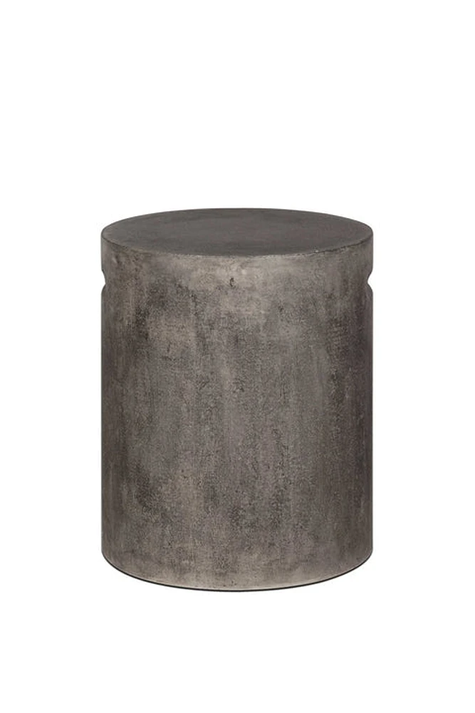 Concrete Round Side Table With Handle - Dark Grey
