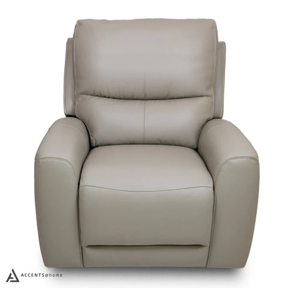 Brooke Leather Power Recliner Chair - Light Grey