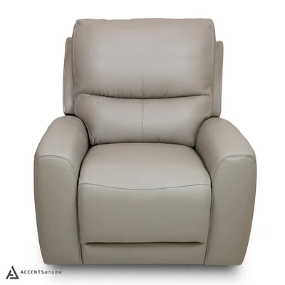 Brooke Leather Power Recliner Chair - Light Grey