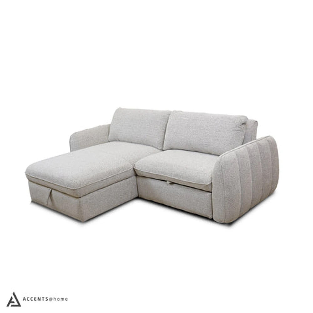 Cassey Pullout Sleeper Sectional with Storage Chaise - Light Grey