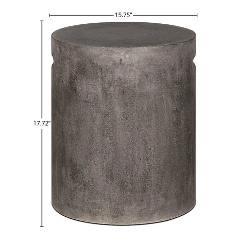 Concrete Round Side Table With Handle - Dark Grey