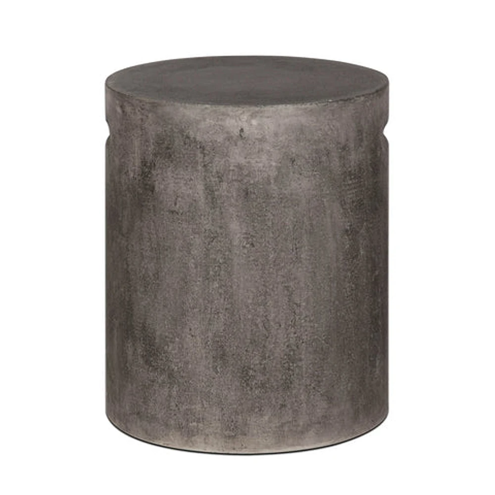 Concrete Round Side Table With Handle - Dark Grey