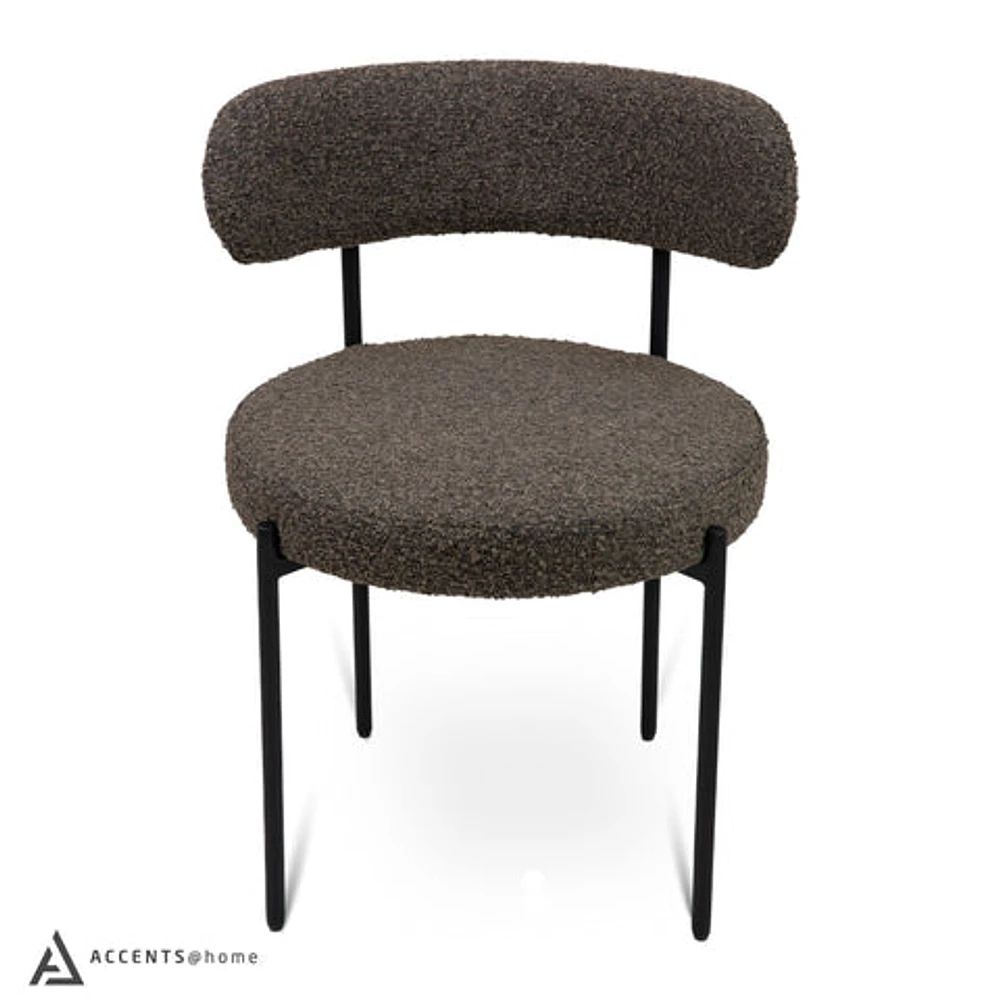 Ronda Dining Chair Boucle Fabric - Dark Brown