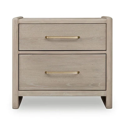 Gardenia 2 Drawer Oak Wood Nightstand in Chai