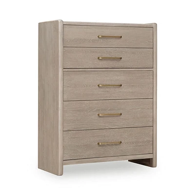 Gardenia Five Drawer Oak Wood Chest in Chai
