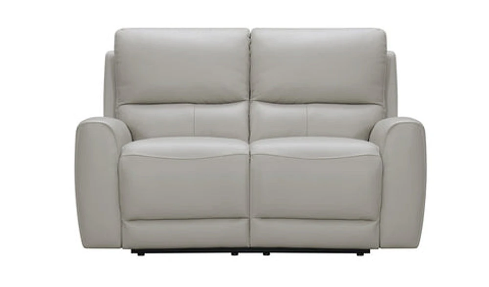 Brooke Leather Power Recliner Loveseat - Light Grey