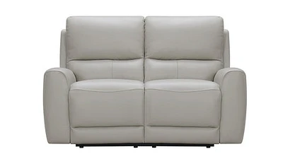 Brooke Leather Power Recliner Loveseat - Light Grey