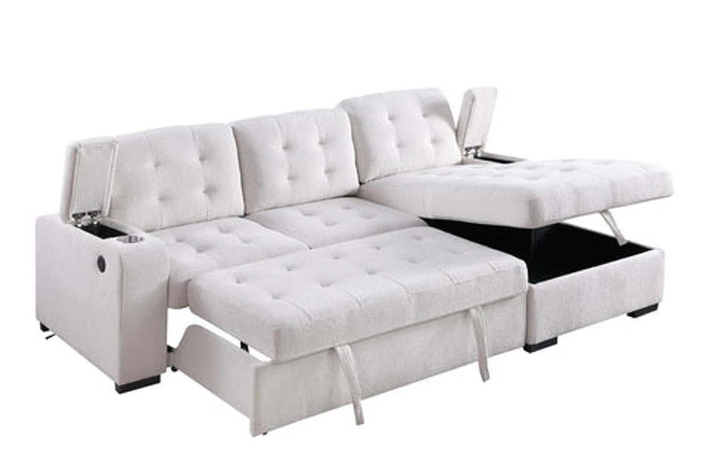 Alonso Media Sleeper Sectional with USB and Cup Holder