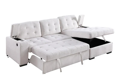 Alonso Media Sleeper Sectional with USB and Cup Holder