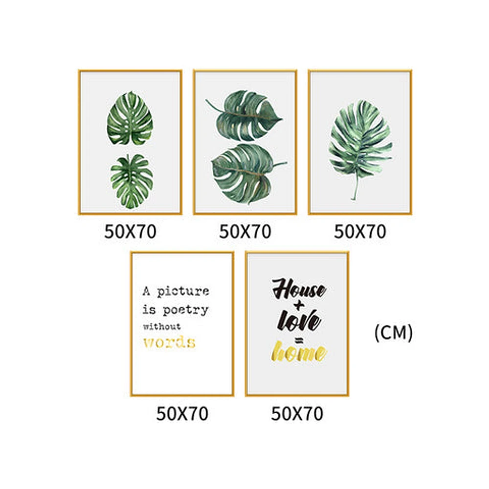 Forest Finds Set of 5 Alloy Matt - Golden Frame Wall Art
