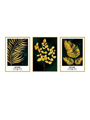 Palma II Set of 3 Alloy Matt - Golden Frame Wall Art