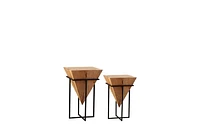 MOHAN INVERTED PYRAMID NATURAL SIDE TABLE