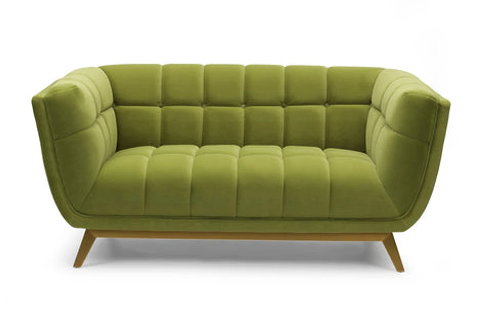 Yaletown Mid Century Loveseat - Velvet Green - Greater Vancouver Furniture